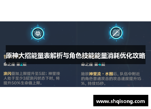 原神大招能量表解析与角色技能能量消耗优化攻略